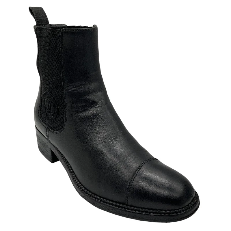 Chanel Black Leather Elastic Ankle Boots