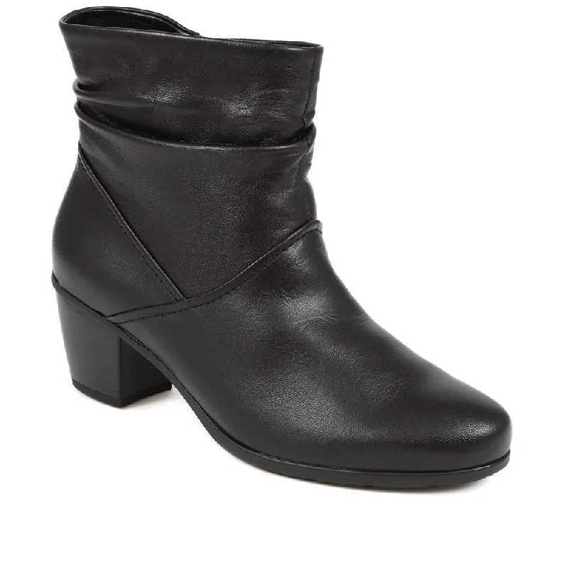 Heeled Leather Slouch Ankle Boots - GAB38503 / 324 769