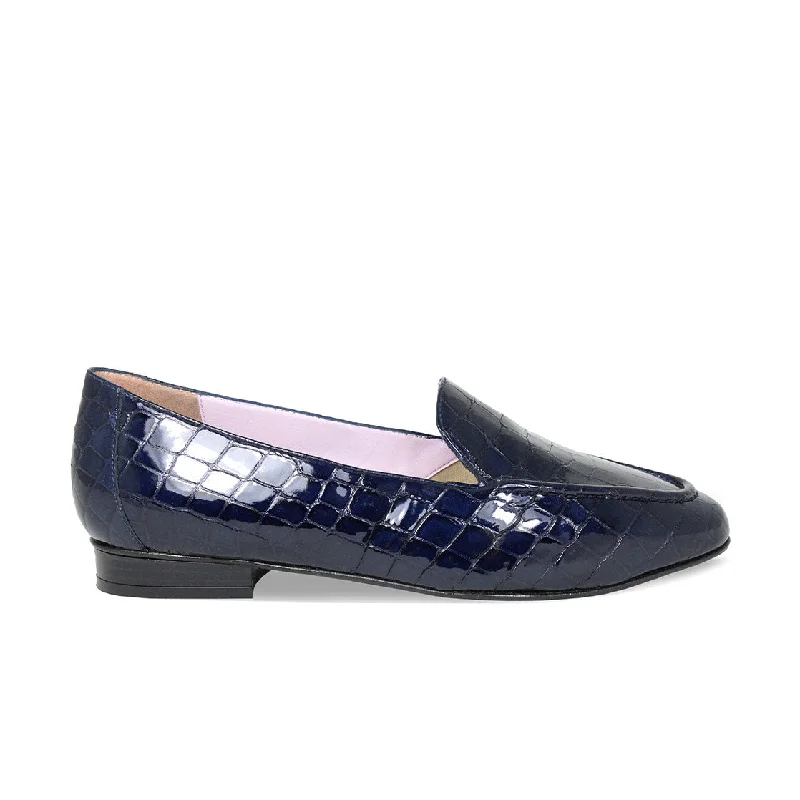 Tabitha: Navy Croc Patent Leather