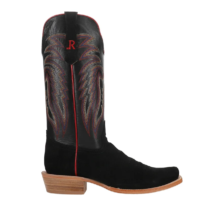 Black Rough Out Narrow Square Toe Cowboy Boots