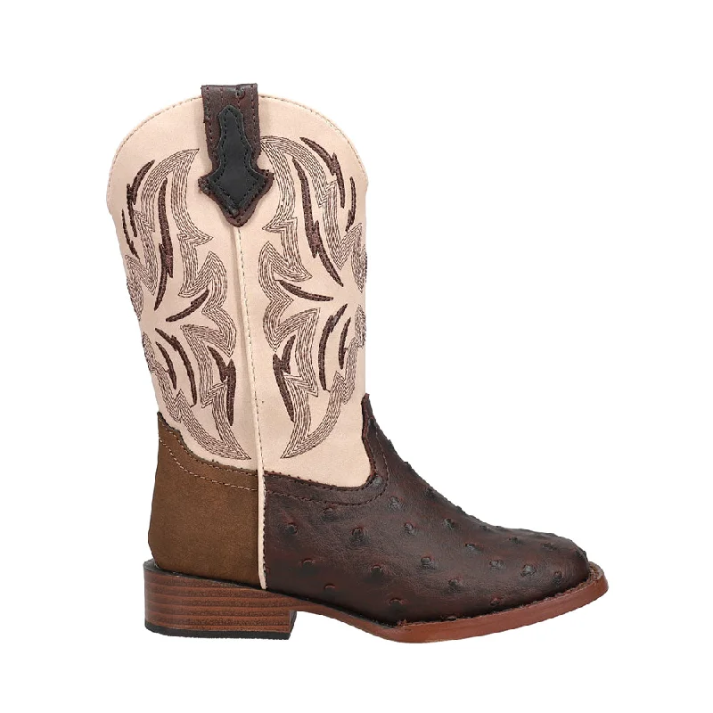 Dalton Tooled-Inlay Square Toe Cowboy Boots (Little Kid)