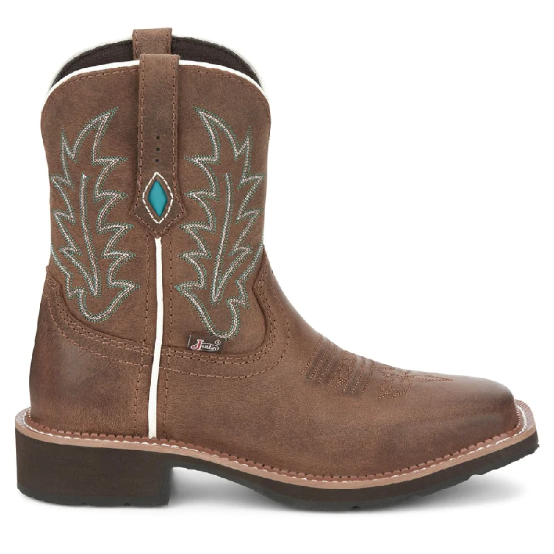 Ema Water Buffalo Embroidered Wide Square Toe Cowboy Booties