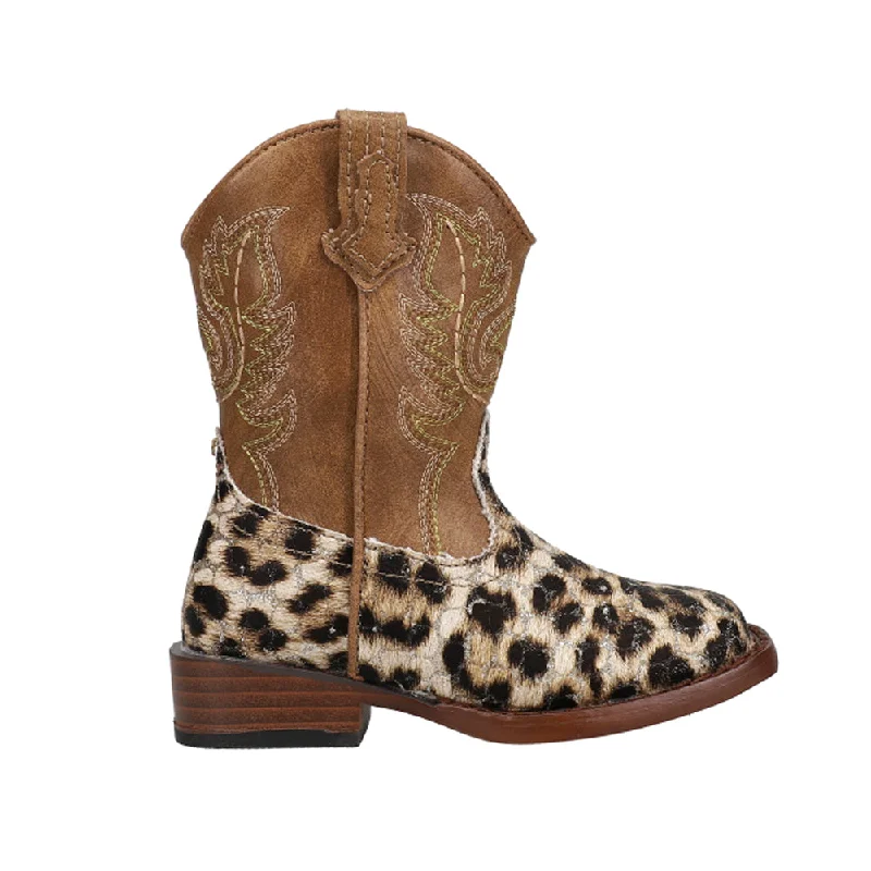 Glitter Leopard Square Toe Cowboy Boots (Little Kid-Big Kid)