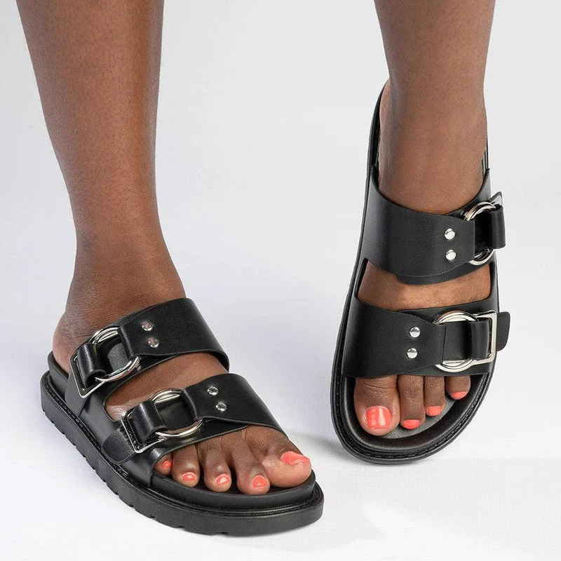 Weekend Specials to Love Madison Ayla Double Strap Sandals - Black