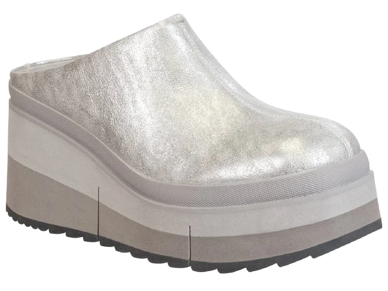 Weekend Offers That Amaze Naked Feet: COACH in SILVER Platform Clogs