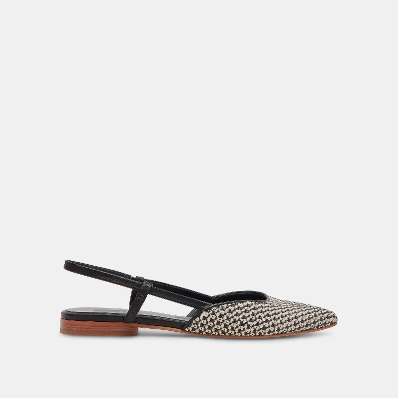 Weekend Savings Galore NARAH FLATS BLACK NATURAL RAFFIA