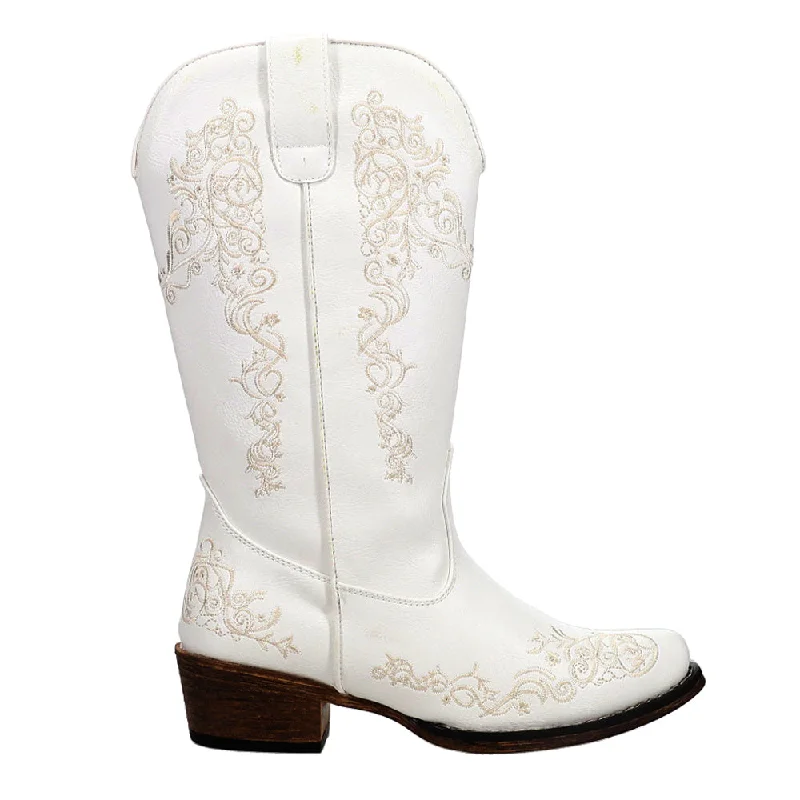 Riley Scroll Embroidered Snip Toe Cowboy Boots