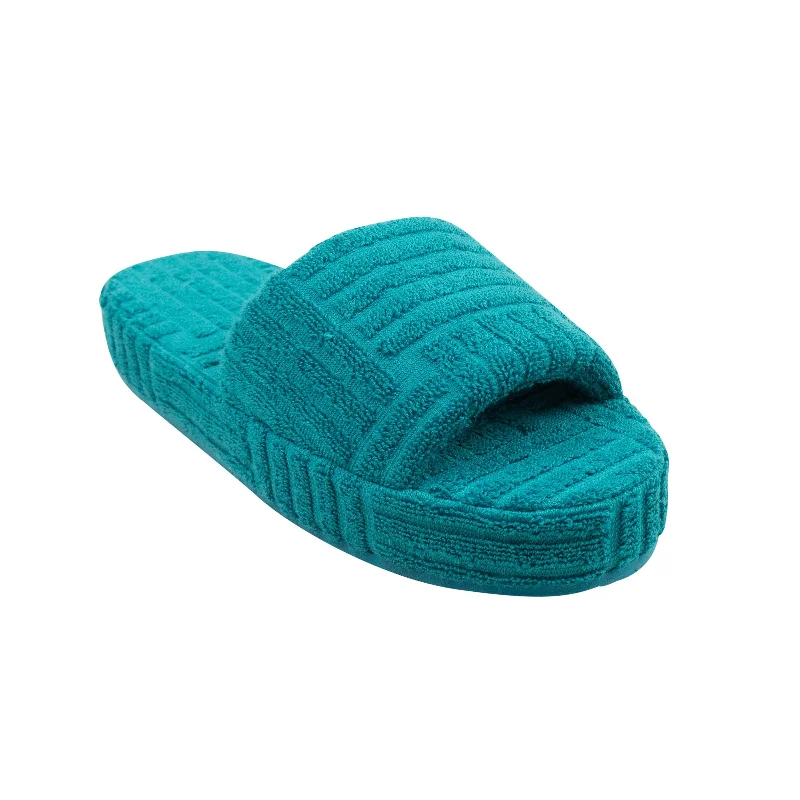 Discount Extravaganza Teal Resort Geometric Sponge Slides Slippers