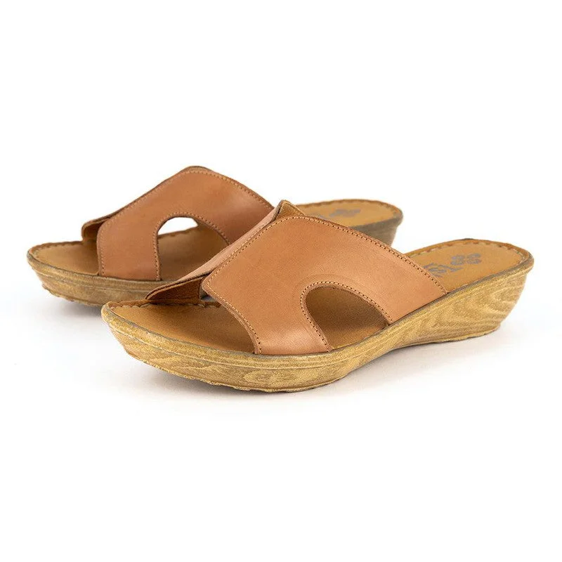 Tsonga Isibani Leather Slip-On Wedge - Hazel Relaxa