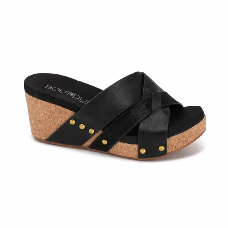 Women's Amuse Wedge Sandals - Medium In Black