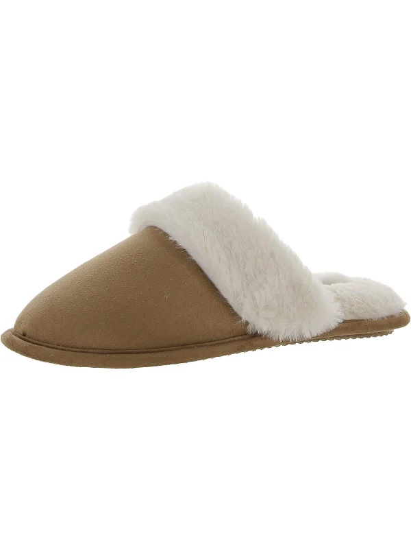 Womens Faux Fur Slip On Slide Slippers