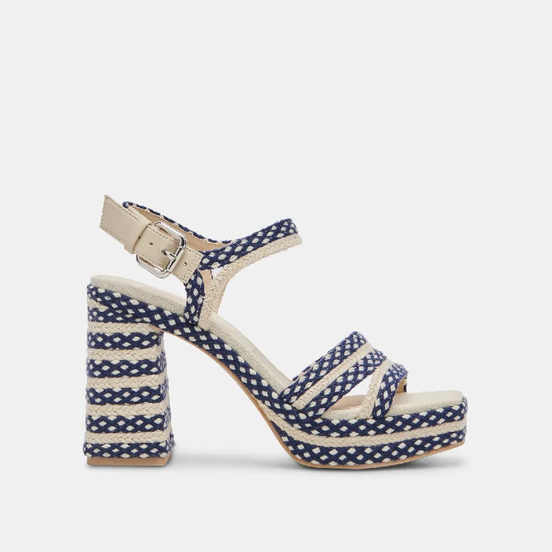 ARNELA HEELS NAVY MULTI WOVEN