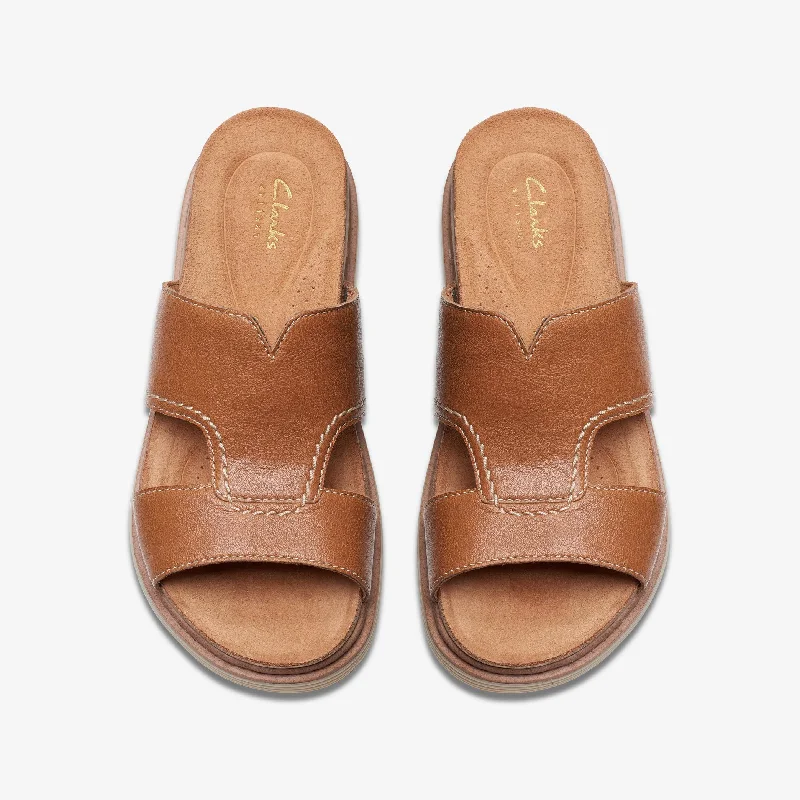 Clarks Arwell Walk Tan Leather Sandal