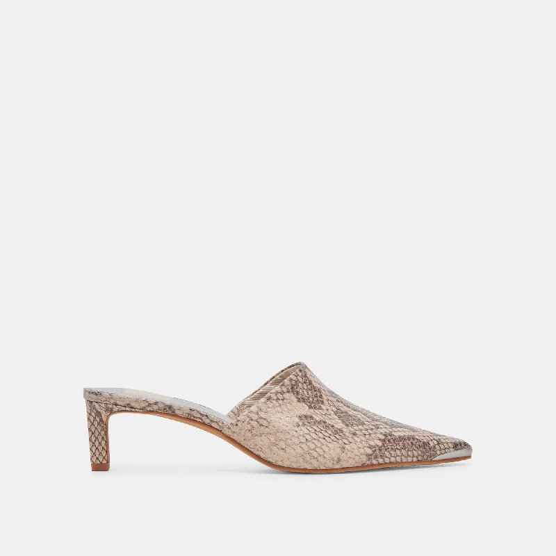 Don't Wait LEXY HEELS SAND SNAKE EMBOSSED