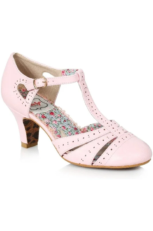 Bettie Page Maisie Vintage Pump  | Pink Faux Leather