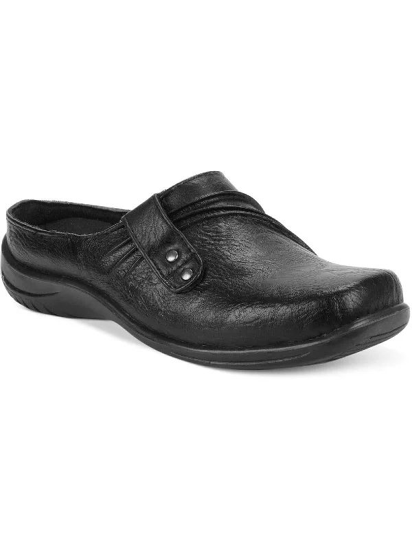 Holly Womens Faux Leather Slip On Clogs