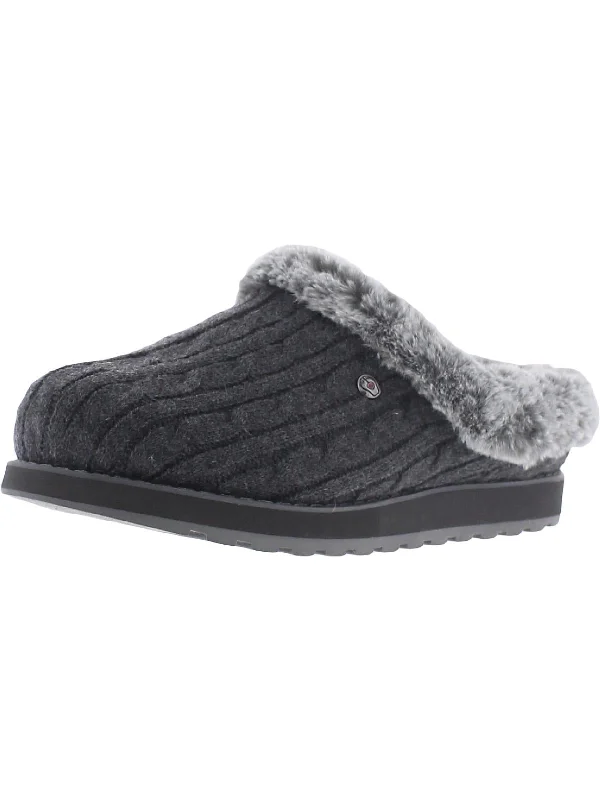 Keepsakes Ice Angel Womens Cable Knit Faux Fur Clogs