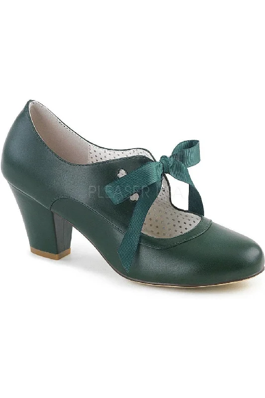 WIGGLE-32 Pump | Green Faux Leather