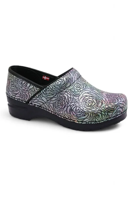 Women's Original Professional Mittersill Clog In Embossed Silver Leather