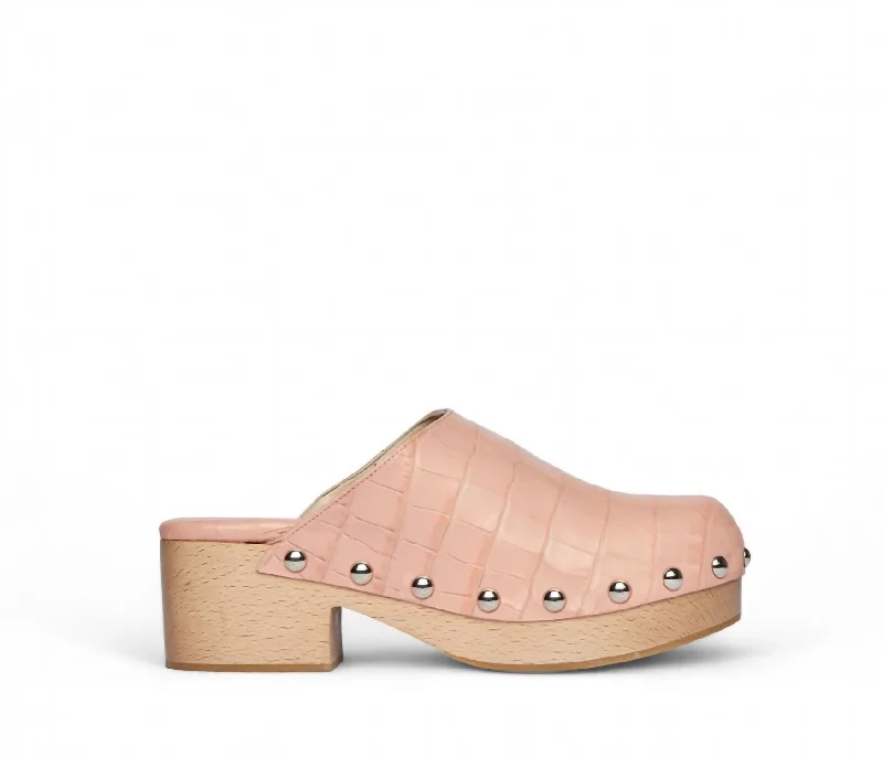 Women's Samantha Wooden Clog In Peony Embossed Croc